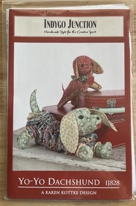 Indygo Junction "Yo-Yo Dachshund" Calico Cloth Dog Pattern 10"/13" Bendable - Picture 1 of 2