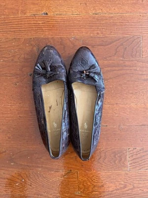 Zapatos Mocasines Ralph Lauren Marrón Caimán Cocodrilo Borla Foto 1 de 4