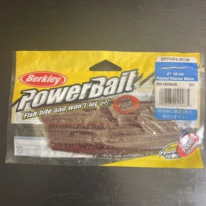 Berkeley Powerbait Poured Finesse Worm 4"  MPFHP4-RCW Red Crawler 8ct NIP - Picture 1 of 2