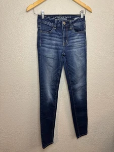 American Eagle Womens High Rise Jegging Long Stretch Denim Dark Wash Size 00 - Picture 1 of 11