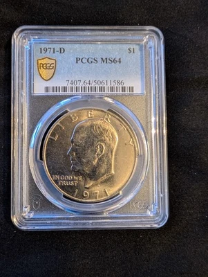 1971-D $1 Eisenhower Dollar, Graded, MS64 - Image 1 of 2