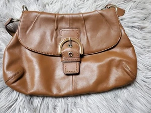 Vintage Coach Hobo Soho Buckle Flap Shoulder Bag Brown Leather - Picture 1 of 3