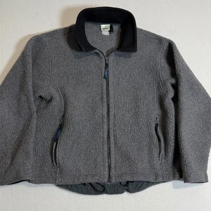 Vintage 90s LL Bean Gray Fleece Jacket Mens M Full Zip Outdoor Coat Made in USA - Picture 1 of 6