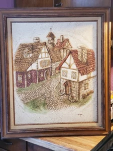 Pintura al óleo original Cooper sobre lienzo casa vintage 20 x 24 - Imagen 1 de 5