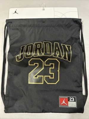 Bolso saco de gimnasio Jordan 23 Jersey con cordón negro dorado Foto 1 de 3