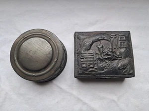 Zigarettendose aus Japan beschädigt und Tintenfass Jugendstil o. Einsatz um 1900 - Bild 1 von 6
