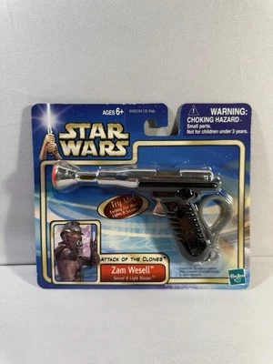 Star Wars AOTC Zam Wesell Sound and Light Blaster Hasbro 2002 NOVO LACRADO - Imagem 1 de 2