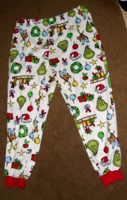 Pantalones de pijama de lana de Navidad Grinch pantalones de salón damas L 12-14 Foto 1 de 3