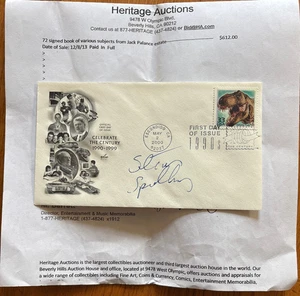 STEVEN SPIELBERG AUTOGRAPHED "JURASSIC PARK" 2000 FIRST DAY COVER FDC ENVELOPE - Picture 1 of 2