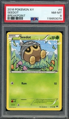 PSA 8 (PD) Seedot XY Breakpoint 4/122 Pokemon Card B14 - Image 1 of 2