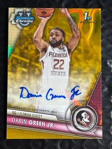 2023-24 Bowman University Chrome /50 Auto Darin Green Jr. Gold Refractor FSU - Picture 1 of 2