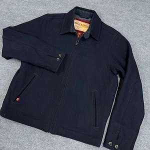Vintage Abercrombie Fitch Navy Wool Blend Coat Jacket Men XL Full Zip Heavy Y2K - Picture 1 of 8