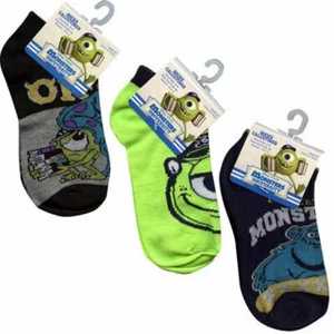 DISNEY MONSTER, INC Sulley & Mike 3 PAIR Kids Boys Ankle Socks Size 6-8 *NEW* - Picture 1 of 8