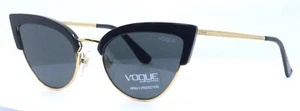 VOGUE VO 5212-S W44/87 Black Gold Cat Eye Gray Lenses Sunglasses 55-19-140 - Picture 1 of 12