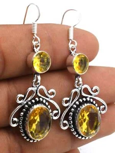 Citrine Gemstone Ethnic Handmade Drop Dengle Earring Jewelry  ER 199 - Bild 1 von 3