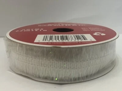 7/8” x 30 Ft. White Metallic Tinsel Ribbon. Christmas Birthday Wedding - Image 1 of 3