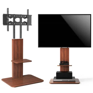 Heavy Duty TV Floor Stand with Wood Shelves Height Adjustable 32-65" LCD LED TVs - Picture 1 of 11