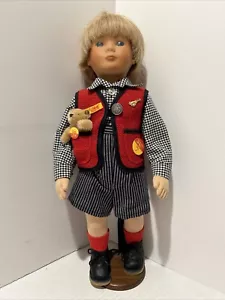 Muñeca Steiff Sigi con Oso de Bolsillo 20" 50cm Sobre Soporte Muñeca Raro - Imagen 1 de 13
