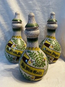 Vintage Set of 3 Large Medical Apothecary Bottles, Crackle Finish, 9.5” Tall - Picture 1 of 24