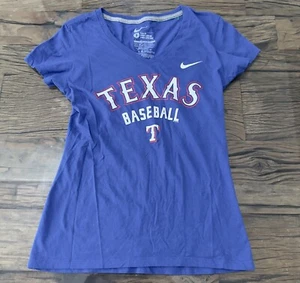 MLB TeXas Rangers V-Ausschnitt T-Shirt Größe Small blau Flügelärmel Baumwolle Nike - Bild 1 von 6