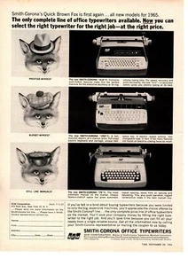 1965 Smith-Corona "Quick Brown Fox" Office Typewriter Models 410 250 75 Print Ad - Picture 1 of 1