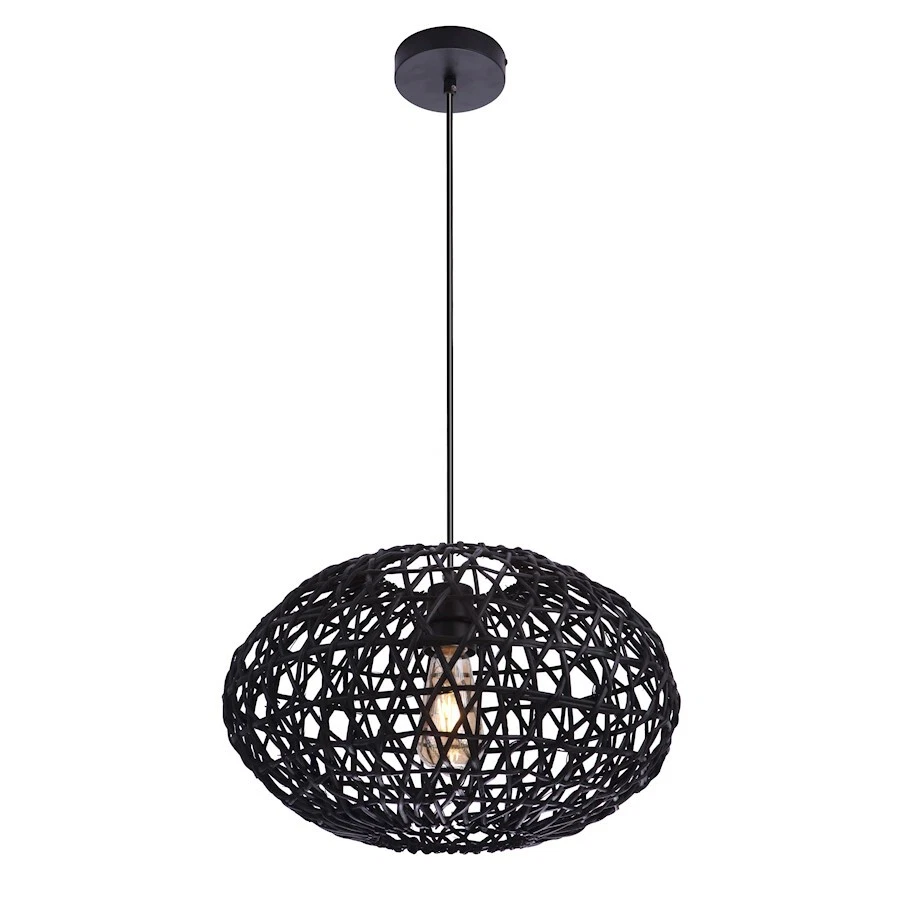 Craftmade Natural Pendant 1Lt Pendant, Woven Black Rattan Orb/Black - P2003-FB - Image 1 of 1