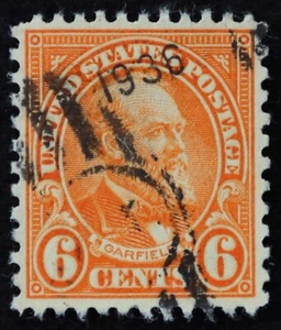 U.S. Used Stamp Scott #638 6c Garfield, Superb. 1936 Duplex Cancel. A Gem! - Picture 1 of 2