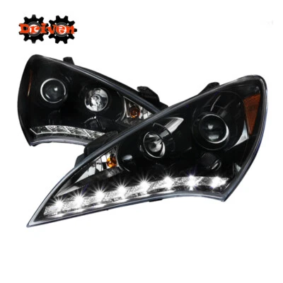Faro proyector negro brillante para: 10-12 Hyundai Genesis Coupe con tira LED DRL Foto 1 de 4