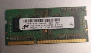 MICRON 1GB DDR3 PC3-10600 1333MHZ 204-PIN CL9 SODIMM MEMORY MT8JSF12864HZ-1G4F1 - Picture 1 of 2