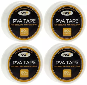 4 x Packs PVA Tape 20m Fast Dissolving Carp Coarse Terminal Fishing Tackle NGT - Picture 1 of 2