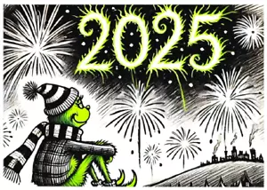 GRINCH NEW YEAR - 2025 * ACEO personalizzato * novità divertente * VACANZE * Art Card * ATC - Foto 1 di 2