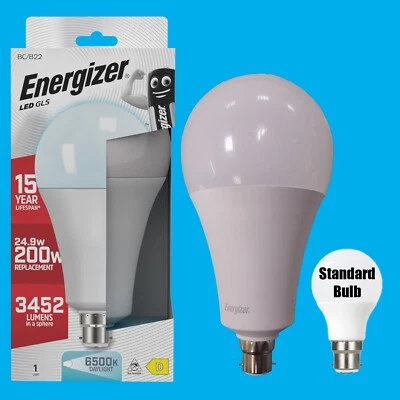 1x 24.9W (=200W) Energizer Large 110mm GLS BC B22 LED Light Bulb Lamp 6500K - Image 1 of 4