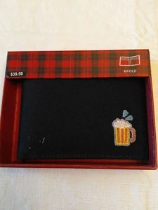 Perry Ellis Men's Emoji Canvas Bifold Beer Wallet, Black in Box WP39001 - Picture 1 of 2