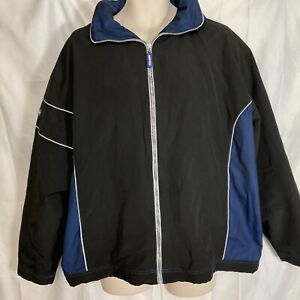 Norton Full Zip Cotton Jacket Mens Size XL Black Blue Motorcycle With Hoodie