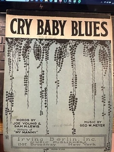 Partituras de blues 1921 Cry Baby Blues de Geo. W. Meyer - Imagen 1 de 2