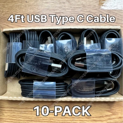 Lote de 10 PACK Cable USB A a USB C Cargador Rápido Tipo C Cable 4 pies Para Samsung Android Foto 1 de 4