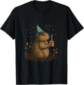 Happy Groundhog Day Ground Hog With Birthday Cake Party T-Shirt - Picture 1 of 4
