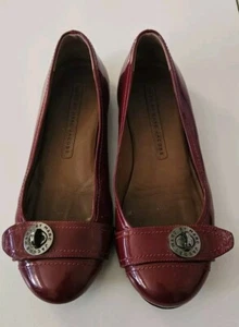 Marc By Marc Jacobs Ballet Flats Maroon Red Patent Leather Slip On Lock Size 36 - Picture 1 of 10
