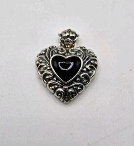 925 Sterling Silver Filigree Heart Pendant - Picture 1 of 6