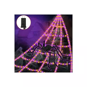 Spider Webs Halloween Decorations Lights - 550 LEDs Outdoor Giant Halloween D... - Picture 1 of 8