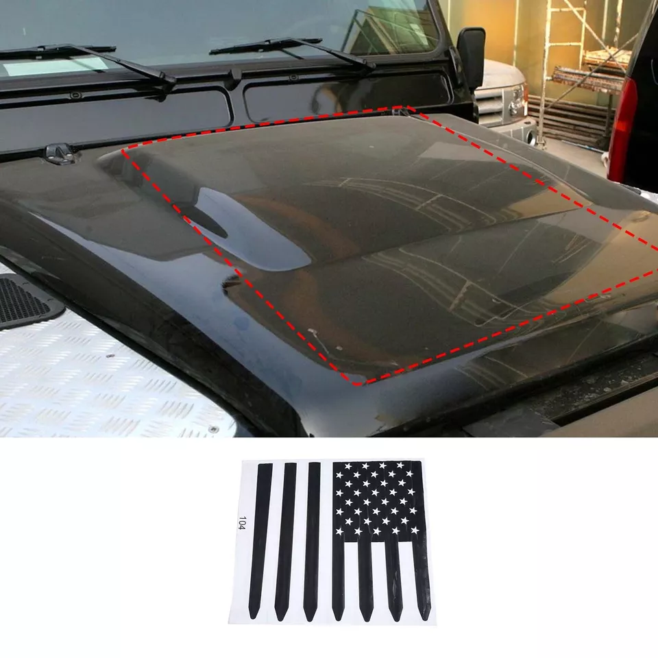 Decalcomania bandiera USA cappuccio nero vinile grafico per Land Rover Defender 2004-2018 - Immagine 1 di 4