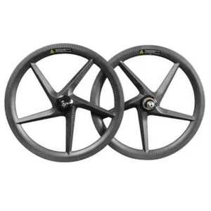 16 Inch 349 Carbon V Brake Bicycle Wheelset 3 / 5 Spokes 10/11S for Folding Bike - Picture 1 of 13