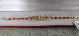 Giussepe Perez Padparadscha Sapphire & Zircon Bracelet in 18k Gold Over Silver - Picture 1 of 4