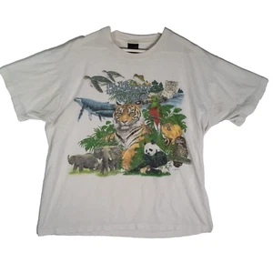 Camiseta Naturaleza Especies del Mundo En Peligro de Extinción Años 90 NY Zoo Para Hombre Talla XL - Imagen 1 de 14