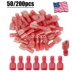 Red AWG22-16 Gauge Nylon Insulated Spade Connector Wire Crimp Female Terminals - Picture 1 of 6
