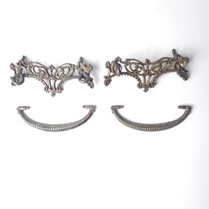 2 Drawer Pulls Antique Brass Filigree Victorian Ornate Hardware Fancy - Picture 1 of 7
