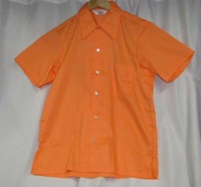 1950's/60s Mens Lane Mate Orange Peach Bowling Shirt Hipster Rockabilly M 15 1/2 - Image 1 of 4