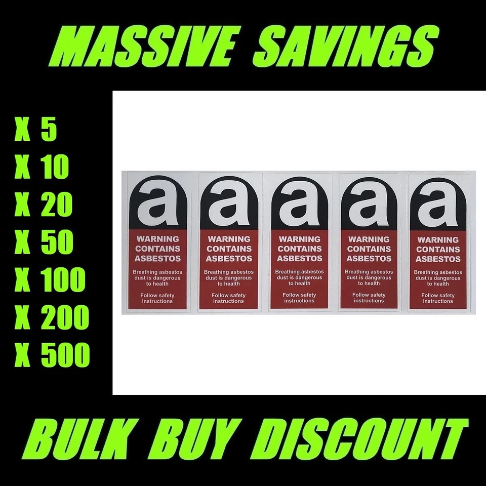 ASBESTOS Warning Sticker Label 50mm x 100mm Building Safety Sign - image 1 of 1