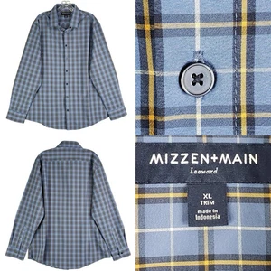 Mizzen+Main Shirt Men’s XL Leeward Trim Fit Long Sleeve Button Down Plaid Blue - Picture 1 of 11