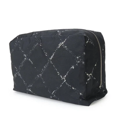 CHANEL Bolsa Cartera Línea de Viaje Nylon Negro Blanco Plata Herrajes Multi Mujeres Foto 1 de 4